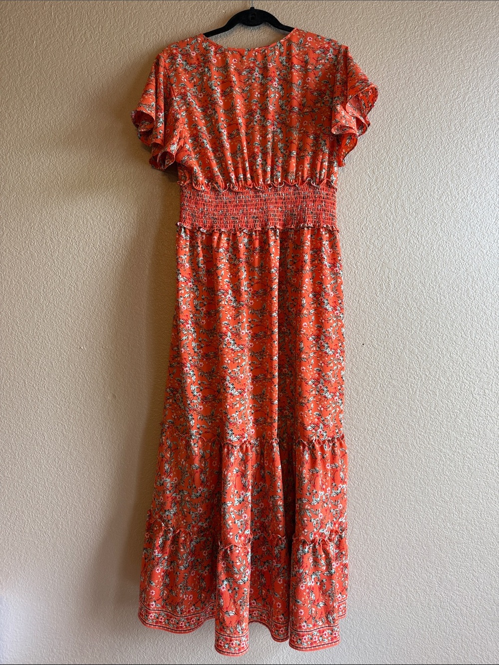 Max Studio Floral V-Neck Orange Maxi Dress - Picture 2 of 3